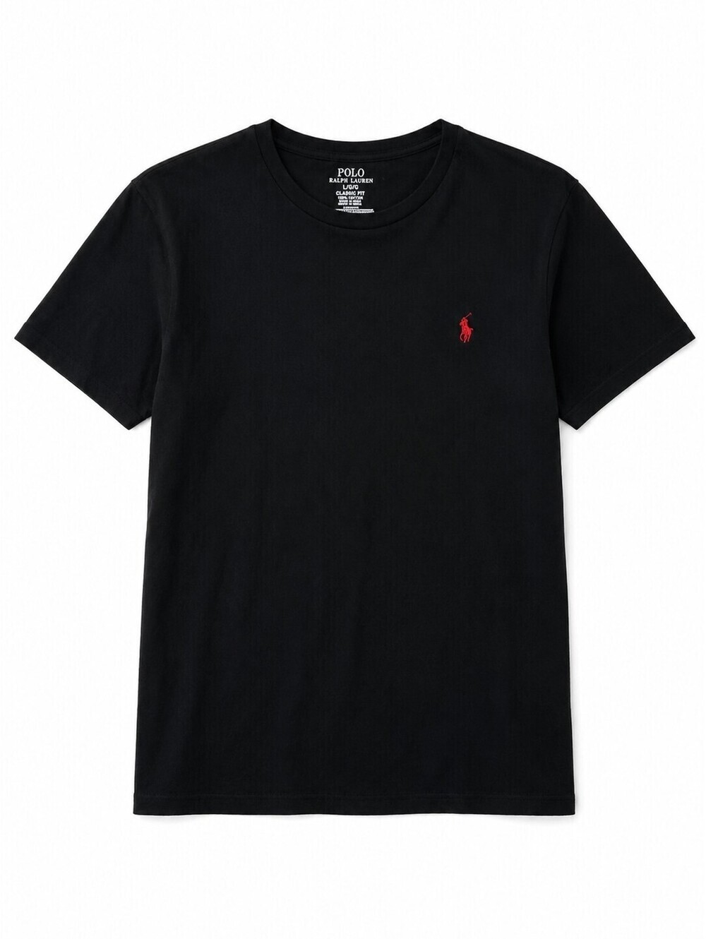 Polo Ralph Lauren Black Classic Fit T-Shirt Red Pony Logo Cotton Tee Size L